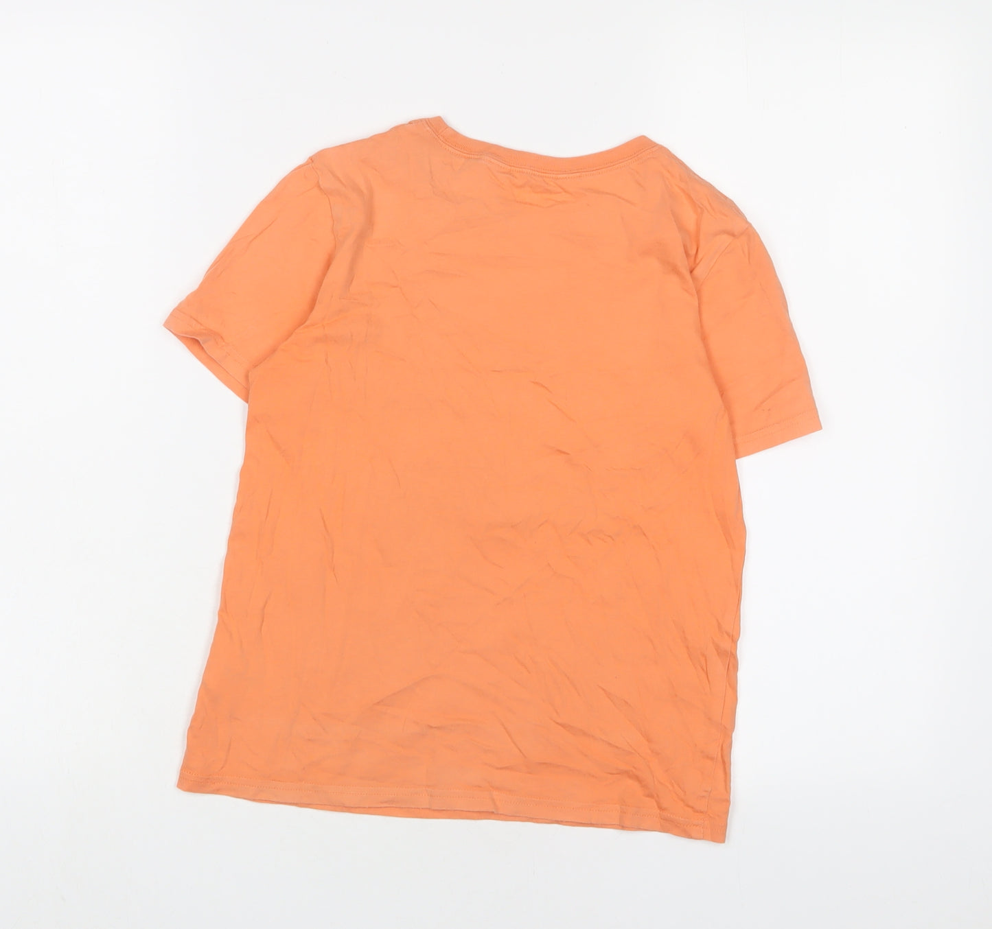 H&M Boys Orange Cotton Basic T-Shirt Size 8-9 Years Crew Neck Pullover - 8-10 Years