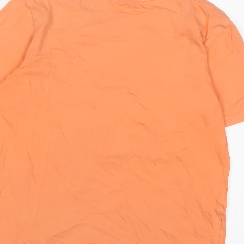 H&M Boys Orange Cotton Basic T-Shirt Size 8-9 Years Crew Neck Pullover - 8-10 Years