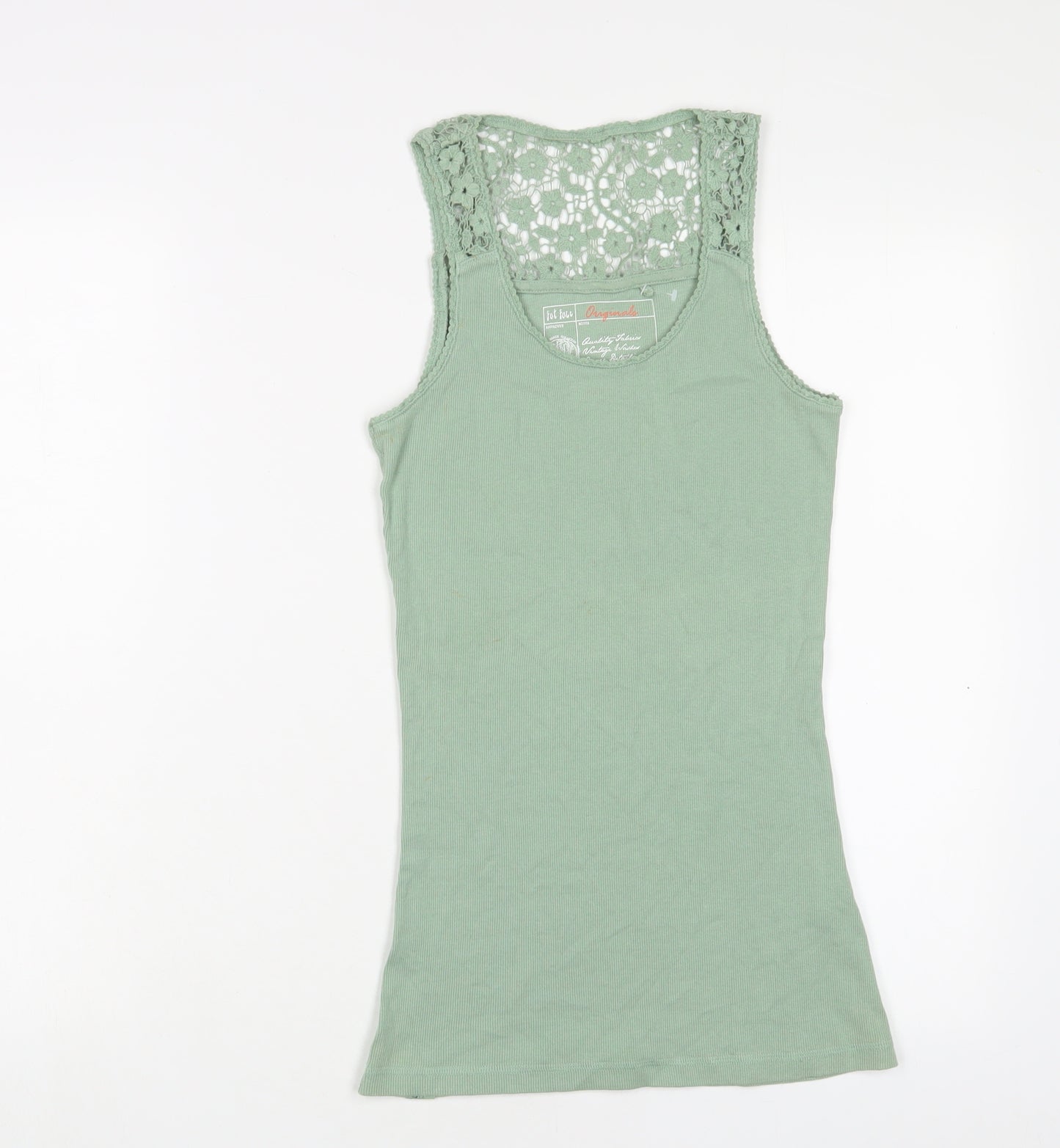 Fat Face Womens Green Cotton Basic Tank Size 10 Scoop Neck - Crotchet