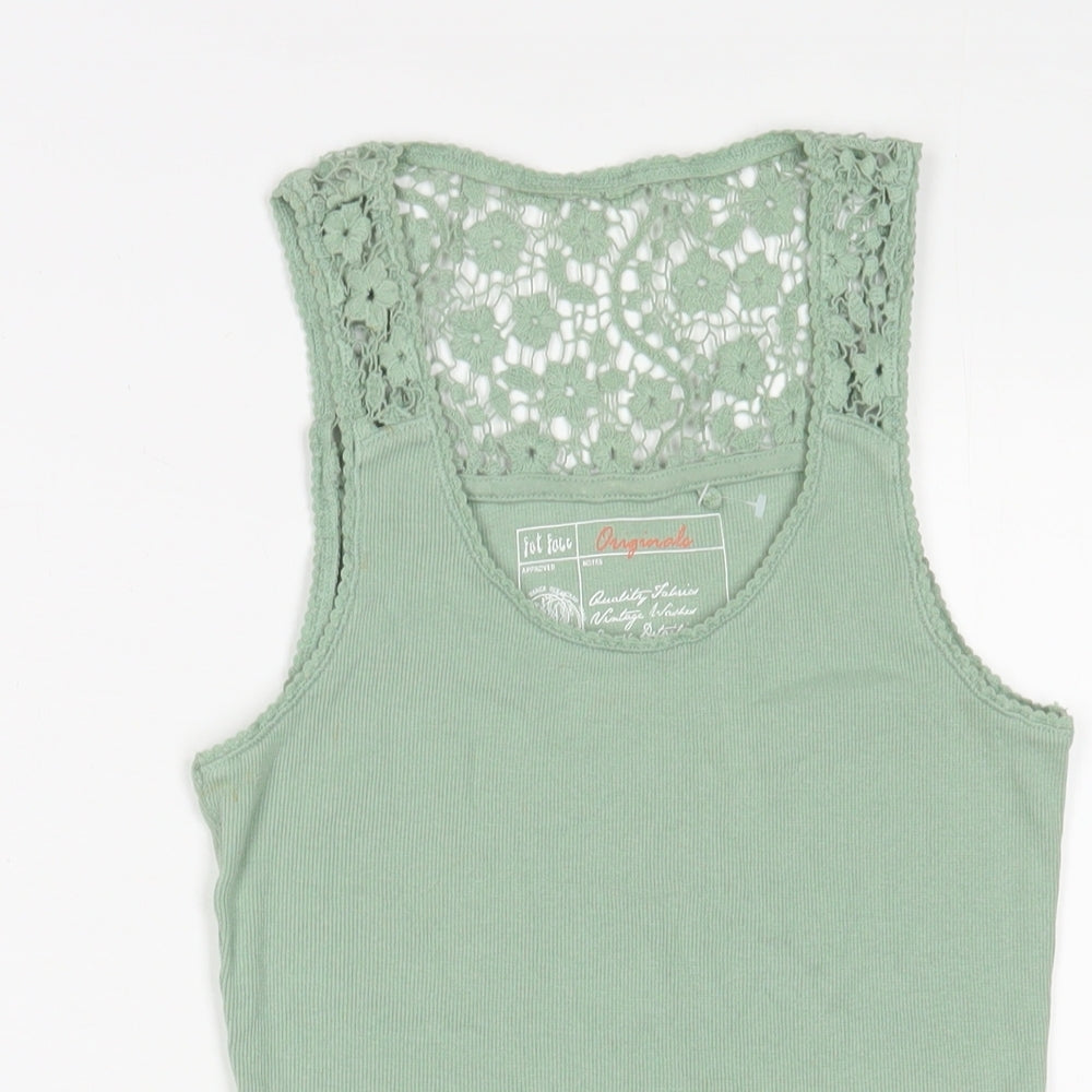 Fat Face Womens Green Cotton Basic Tank Size 10 Scoop Neck - Crotchet