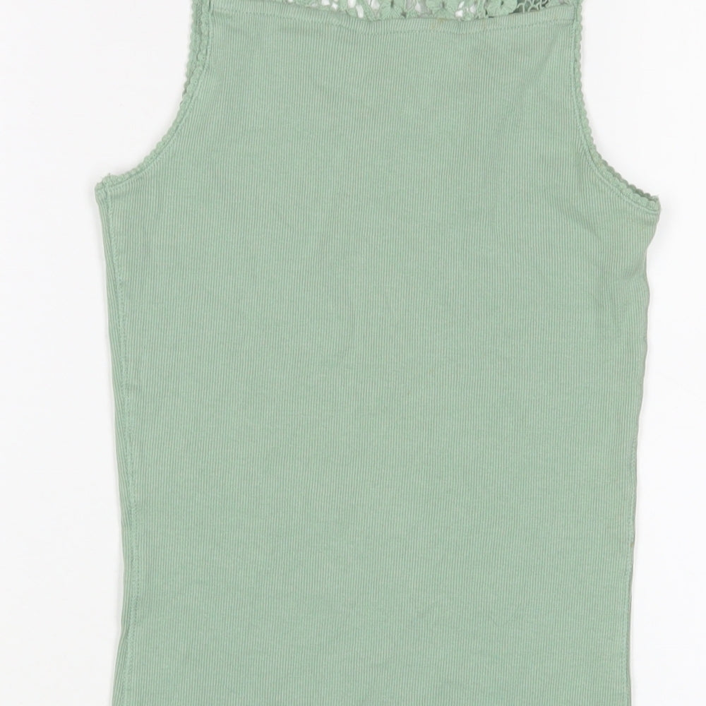 Fat Face Womens Green Cotton Basic Tank Size 10 Scoop Neck - Crotchet