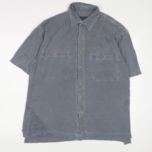 Moose Creek Mens Blue Cotton Button-Up Size M Collared Button