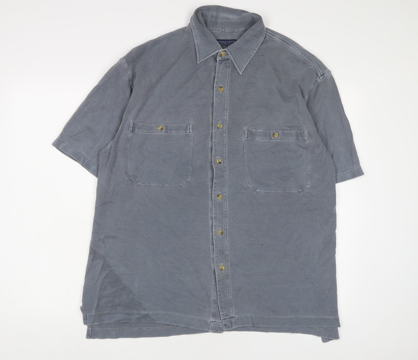 Moose Creek Mens Blue Cotton Button-Up Size M Collared Button