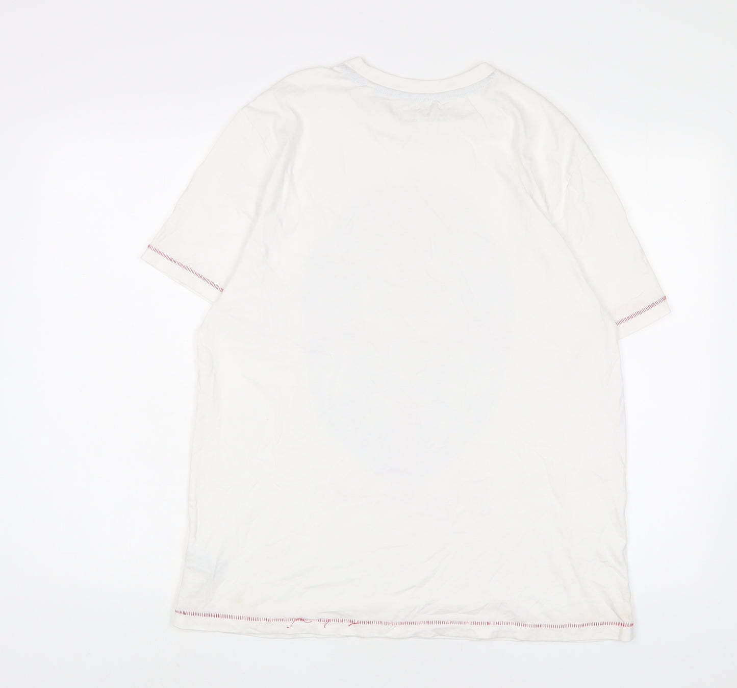 England Mens White Cotton T-Shirt Size L Crew Neck