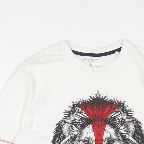 England Mens White Cotton T-Shirt Size L Crew Neck
