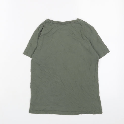 H&M Boys Green Cotton Basic T-Shirt Size 8-9 Years Crew Neck Pullover - 8-10 Years