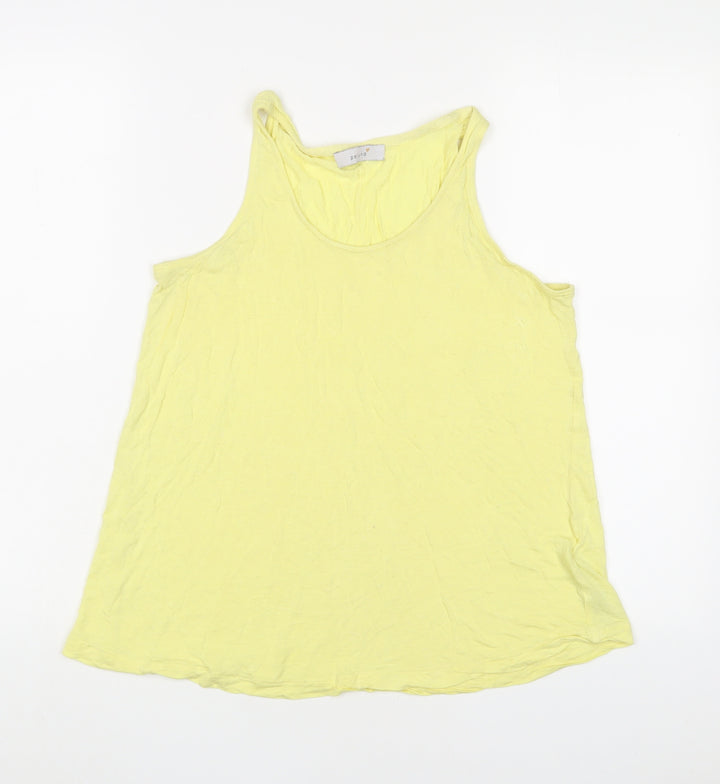 Per Una Womens Yellow Viscose Basic Tank Size 12 Scoop Neck