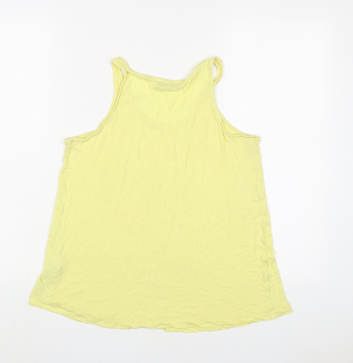 Per Una Womens Yellow Viscose Basic Tank Size 12 Scoop Neck