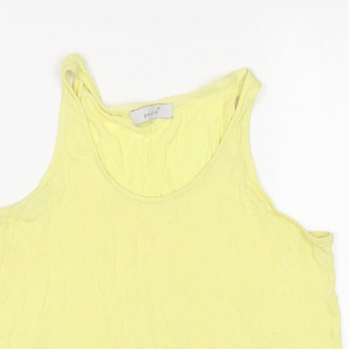 Per Una Womens Yellow Viscose Basic Tank Size 12 Scoop Neck