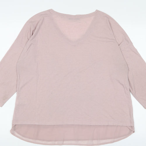 NEXT Womens Pink Polyester Basic T-Shirt Size 20 V-Neck