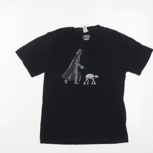 Star Wars Boys Black Cotton Basic T-Shirt Size 9-10 Years Crew Neck Pullover