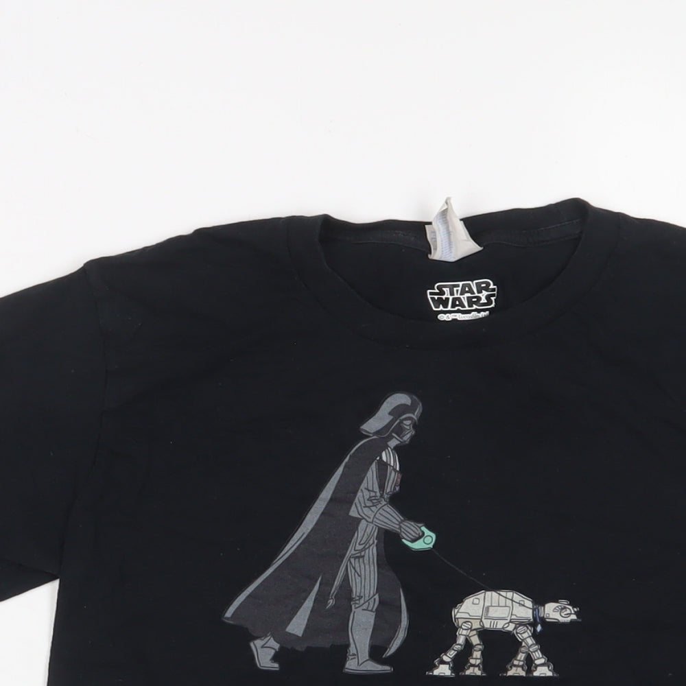 Star Wars Boys Black Cotton Basic T-Shirt Size 9-10 Years Crew Neck Pullover