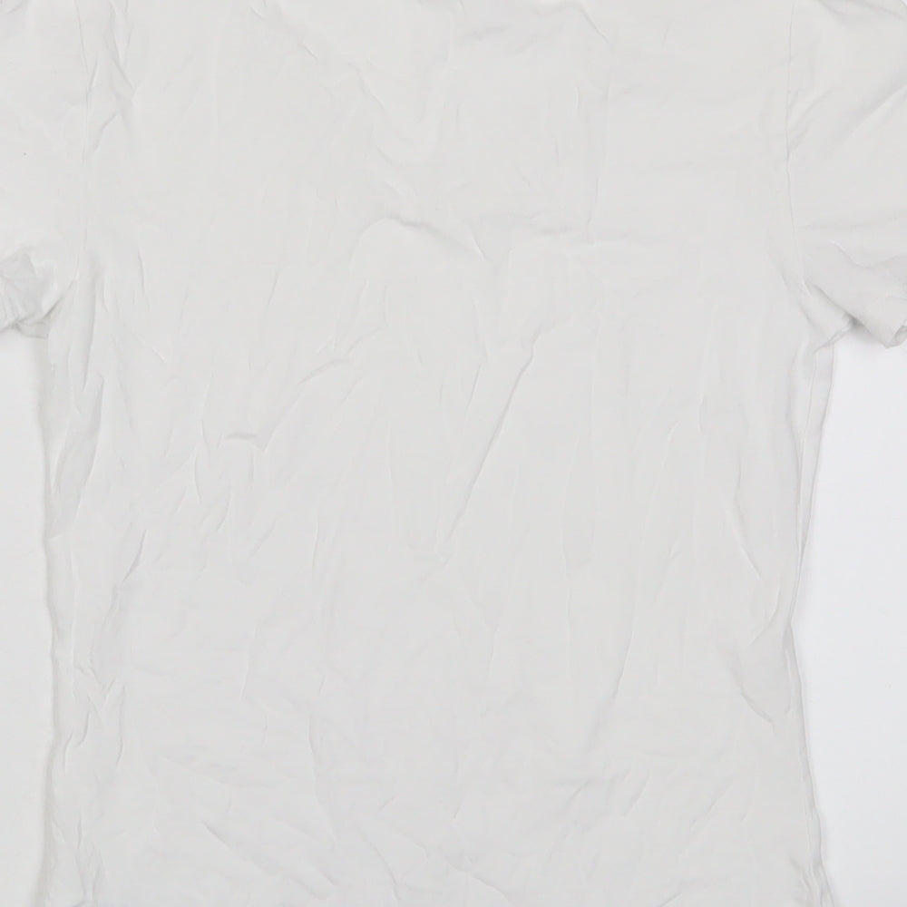Marks and Spencer Womens White Cotton Basic T-Shirt Size 6 V-Neck