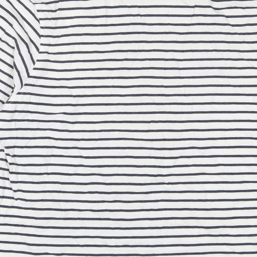 Marks and Spencer Womens White Striped Cotton Basic T-Shirt Size S Crew Neck