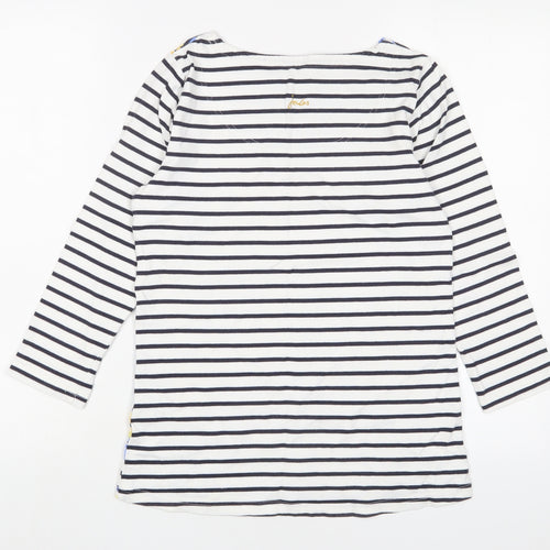 Joules Womens Multicoloured Geometric Cotton Basic T-Shirt Size 8 Boat Neck