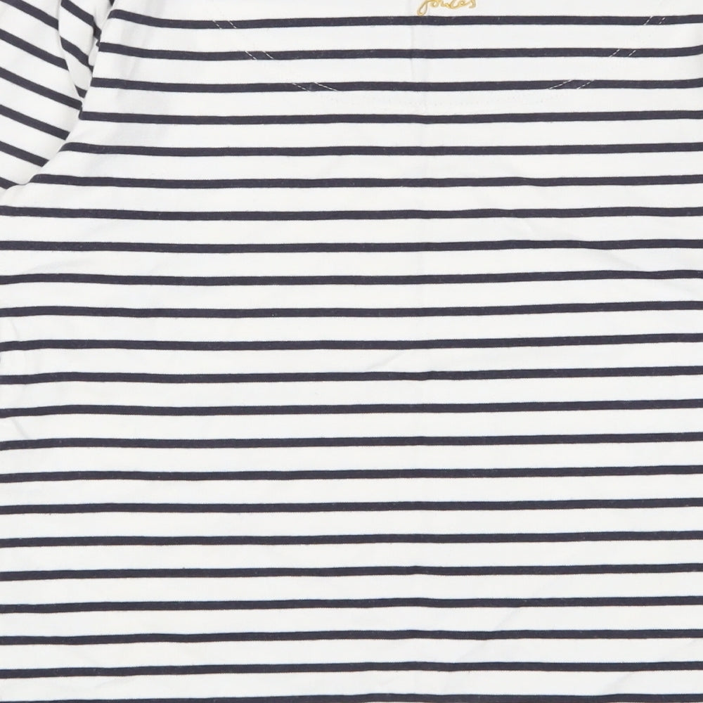 Joules Womens Multicoloured Geometric Cotton Basic T-Shirt Size 8 Boat Neck