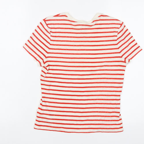 & Other Stories Womens Red Striped Cotton Basic T-Shirt Size 8 Crew Neck