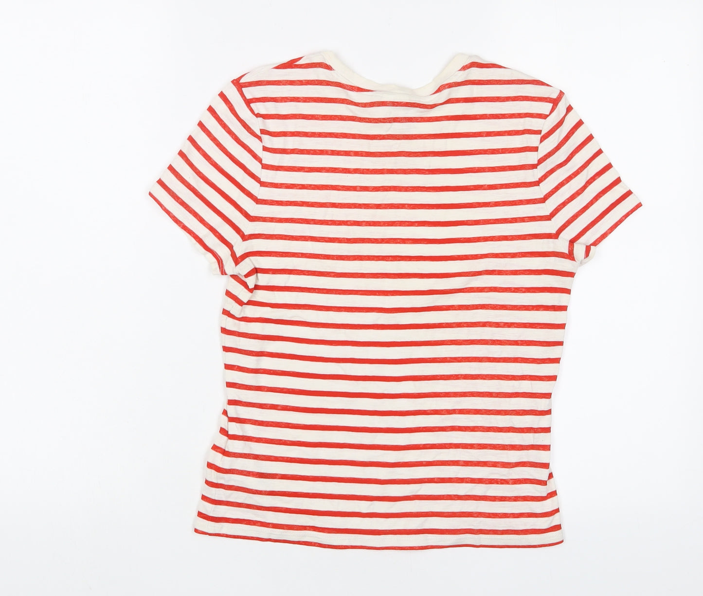 & Other Stories Womens Red Striped Cotton Basic T-Shirt Size 8 Crew Neck