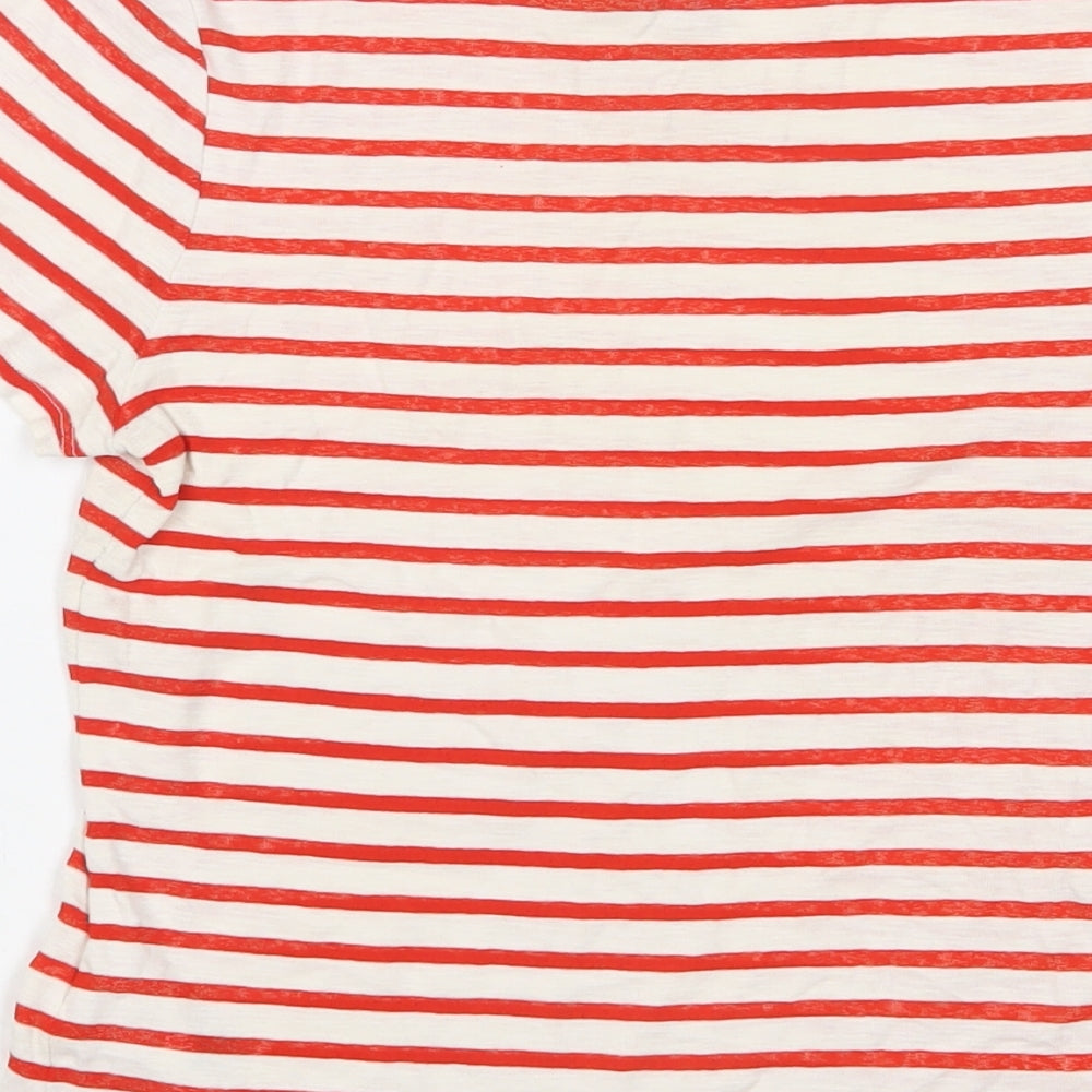 & Other Stories Womens Red Striped Cotton Basic T-Shirt Size 8 Crew Neck