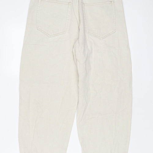 Pull&Bear Womens Beige Cotton Tapered Jeans Size L L20 in Regular Zip