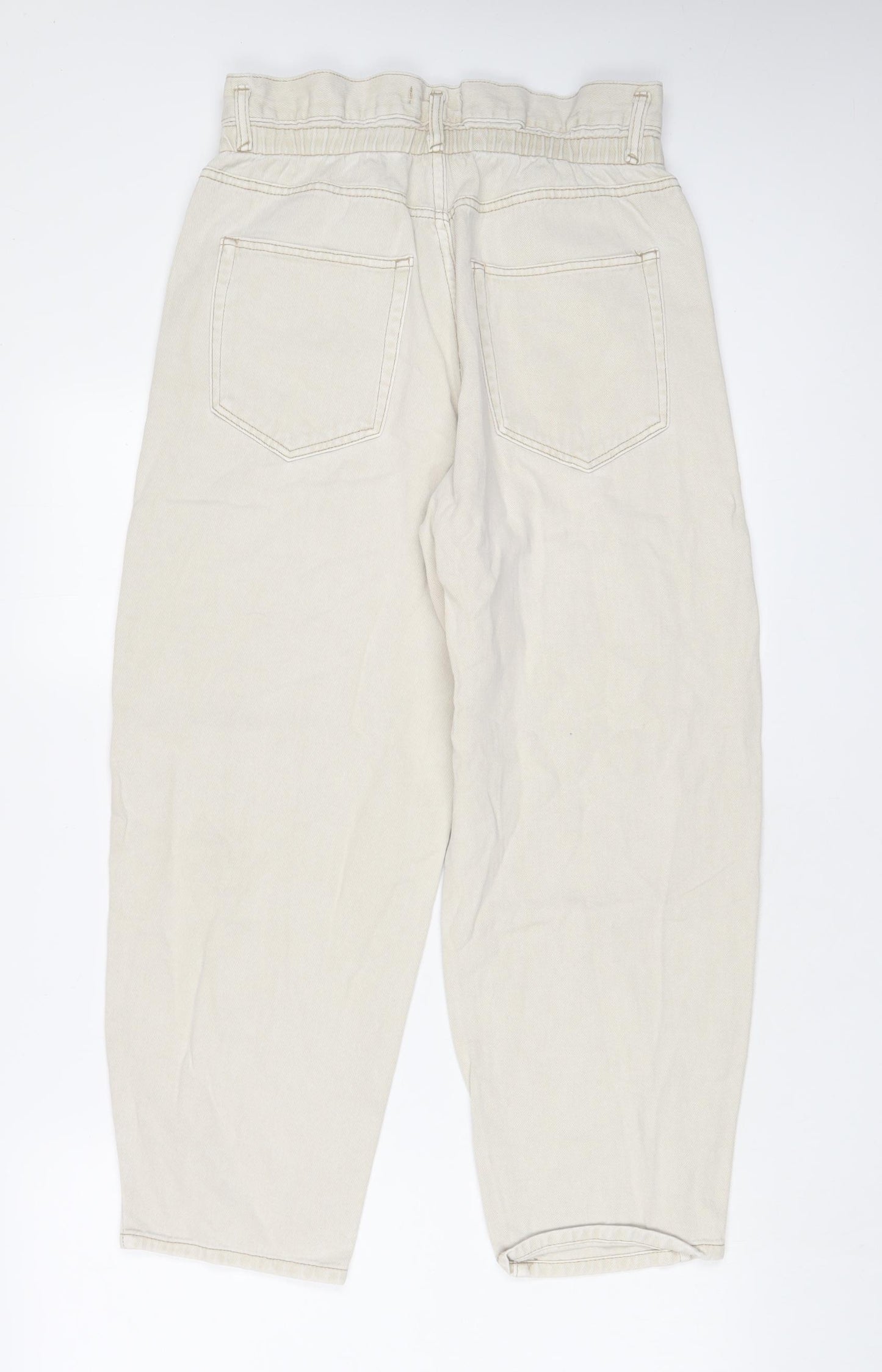 Pull&Bear Womens Beige Cotton Tapered Jeans Size L L20 in Regular Zip