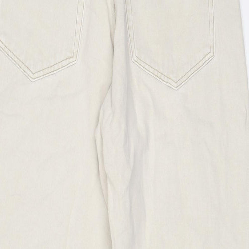 Pull&Bear Womens Beige Cotton Tapered Jeans Size L L20 in Regular Zip