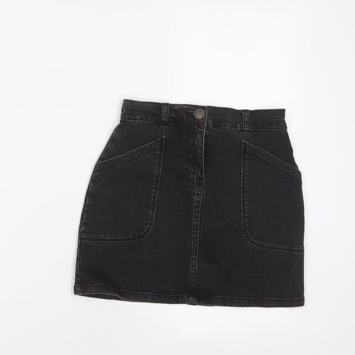 Nutmeg Girls Black Cotton A-Line Skirt Size 8-9 Years Regular Zip