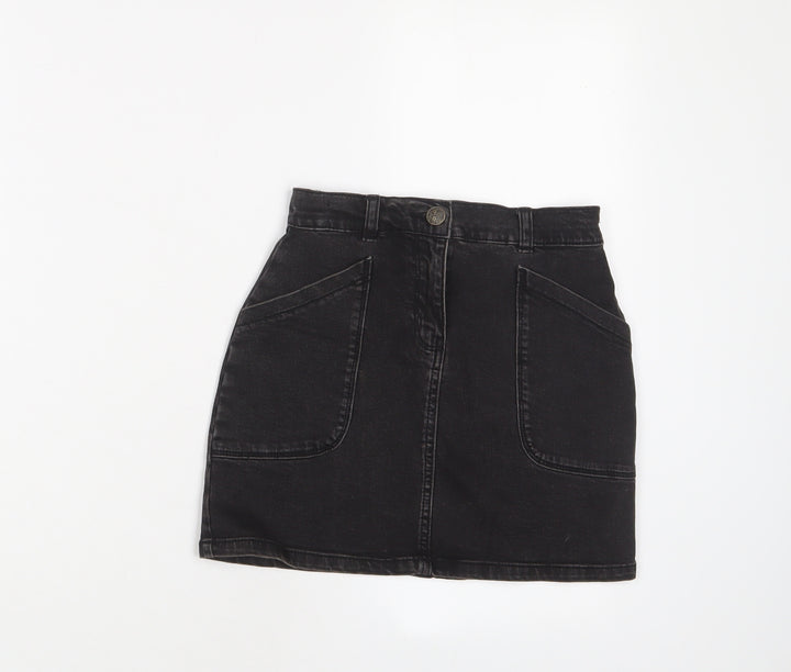 Nutmeg Girls Black Cotton A-Line Skirt Size 8-9 Years Regular Zip