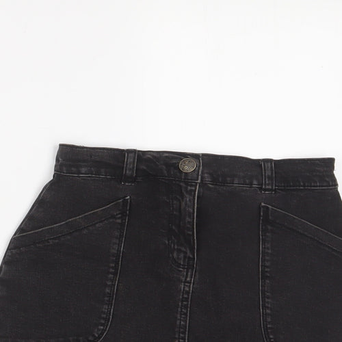 Nutmeg Girls Black Cotton A-Line Skirt Size 8-9 Years Regular Zip