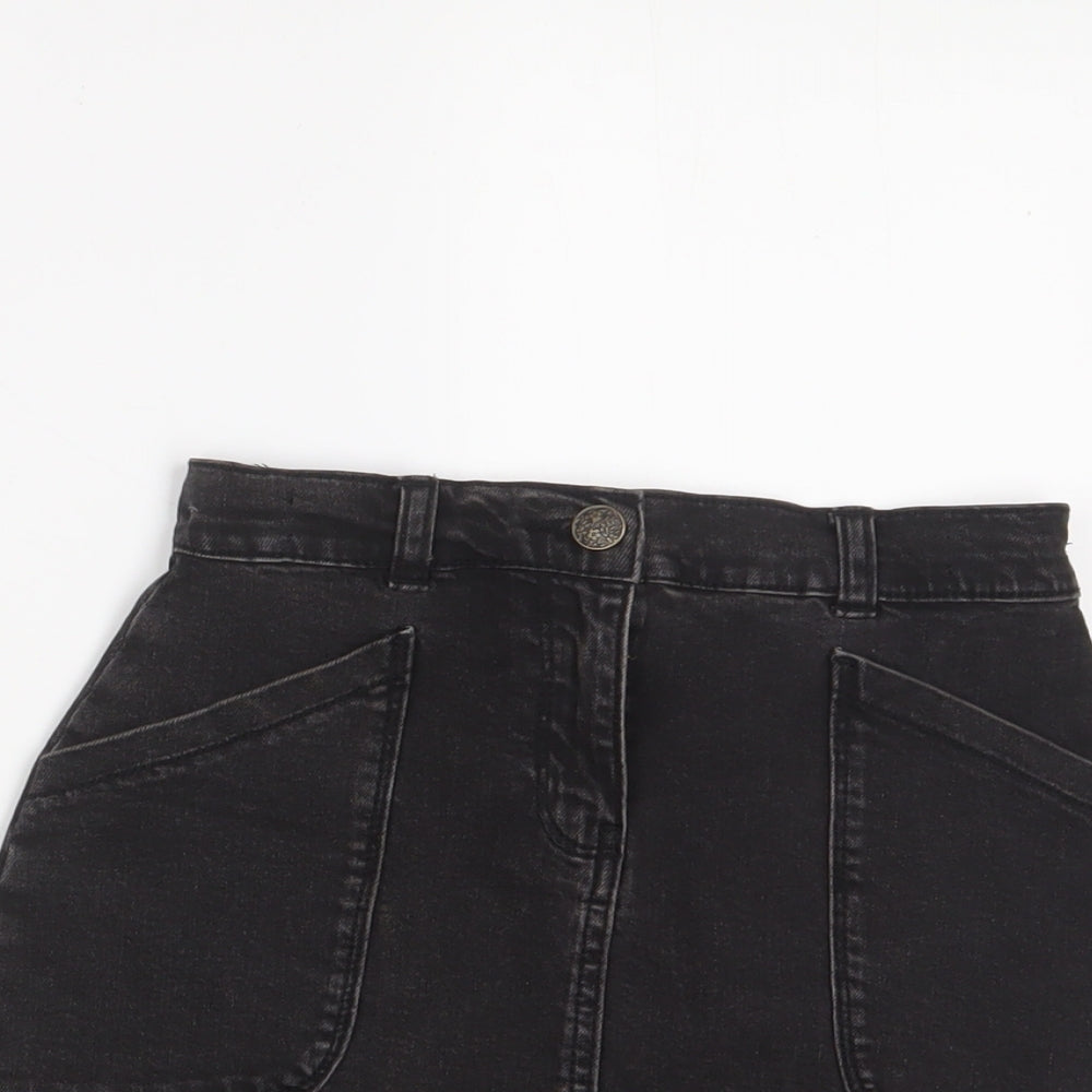 Nutmeg Girls Black Cotton A-Line Skirt Size 8-9 Years Regular Zip