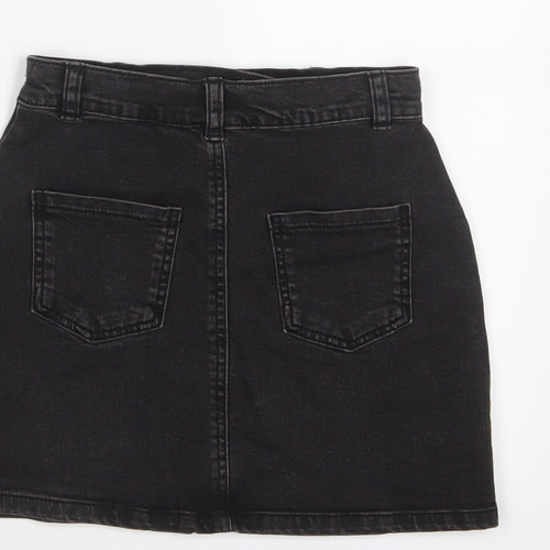 Nutmeg Girls Black Cotton A-Line Skirt Size 8-9 Years Regular Zip