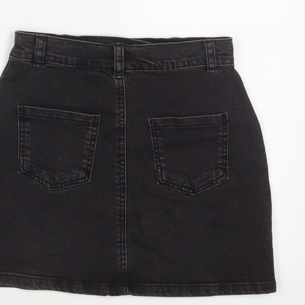 Nutmeg Girls Black Cotton A-Line Skirt Size 8-9 Years Regular Zip