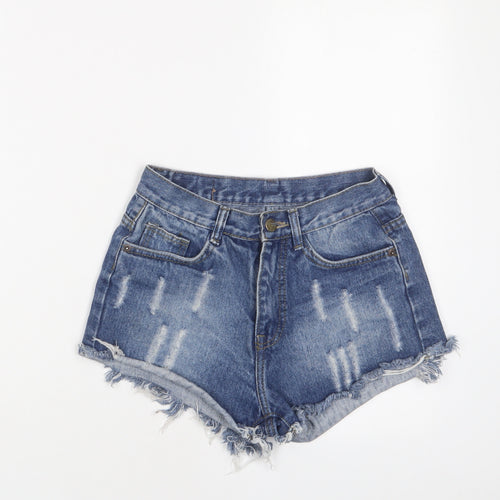 American Eagle Outfitters Womens Blue Cotton Basic Shorts Size 24 in Regular Zip