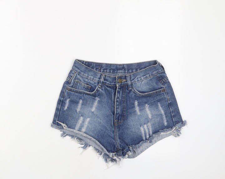 American Eagle Outfitters Womens Blue Cotton Basic Shorts Size 24 in Regular Zip