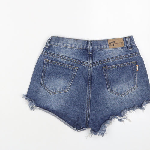 American Eagle Outfitters Womens Blue Cotton Basic Shorts Size 24 in Regular Zip