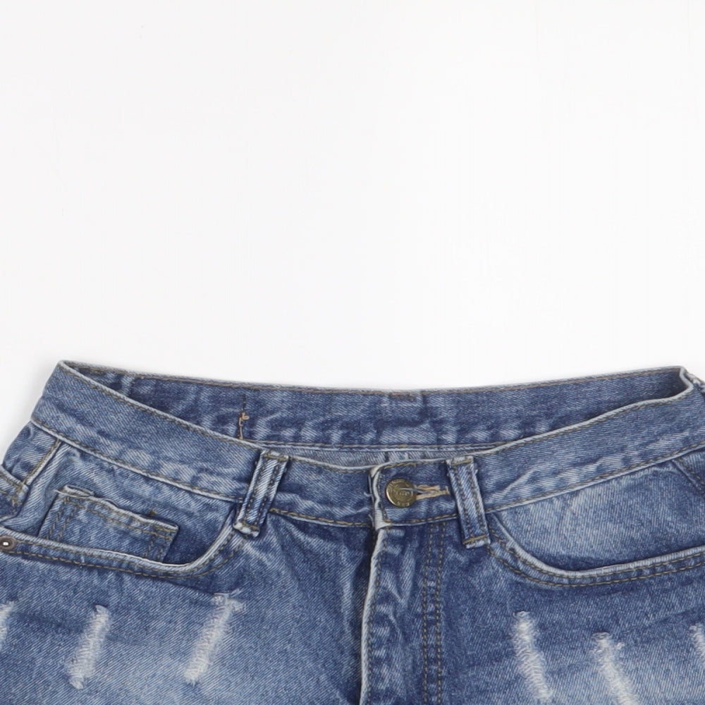 American Eagle Outfitters Womens Blue Cotton Basic Shorts Size 24 in Regular Zip