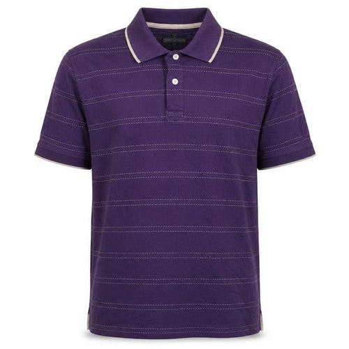 Lincoln Mens Purple Striped Cotton Polo Size XL Collared Button - Embroidered