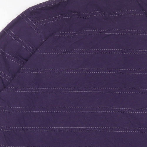 Lincoln Mens Purple Striped Cotton Polo Size XL Collared Button - Embroidered