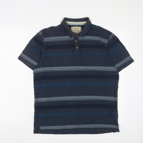 NEXT Mens Blue Cotton Polo Size M Collared Button