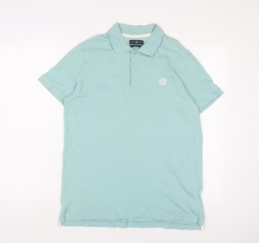 Henri Lloyd Mens Blue Cotton Polo Size M Collared Button - Logo, Embroidered