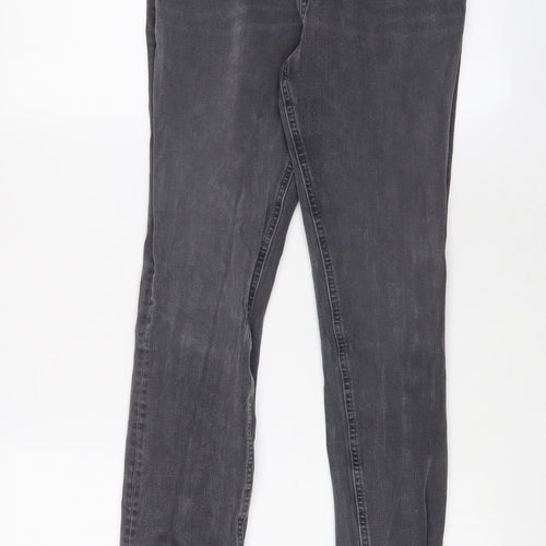 Marks and Spencer Womens Grey Cotton Skinny Jeans Size 12 L20 in Regular Zip