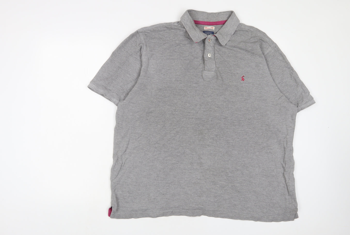 Joules Mens Grey Cotton Polo Size 2XL Collared Button