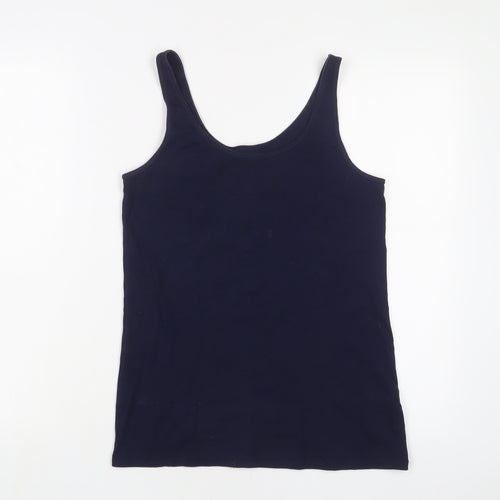 Gap Womens Blue Cotton Basic Tank Size L Scoop Neck