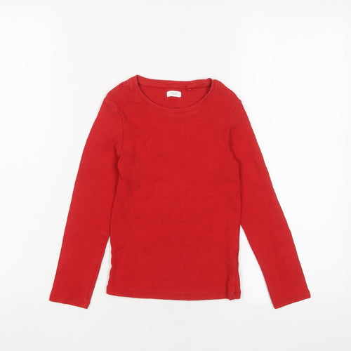 NEXT Girls Red Cotton Basic Casual Size 7 Years Crew Neck Pullover