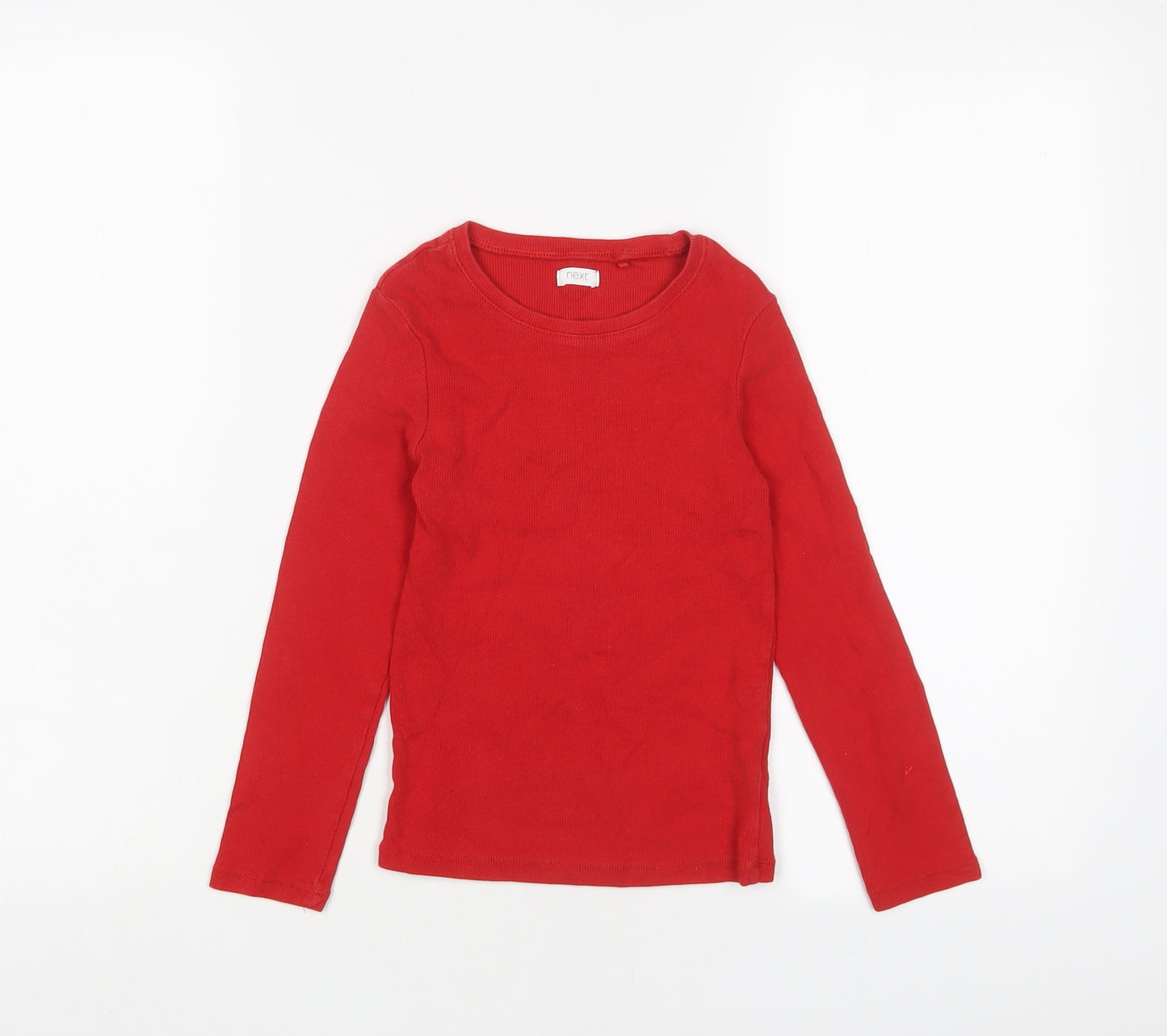 NEXT Girls Red Cotton Basic Casual Size 7 Years Crew Neck Pullover