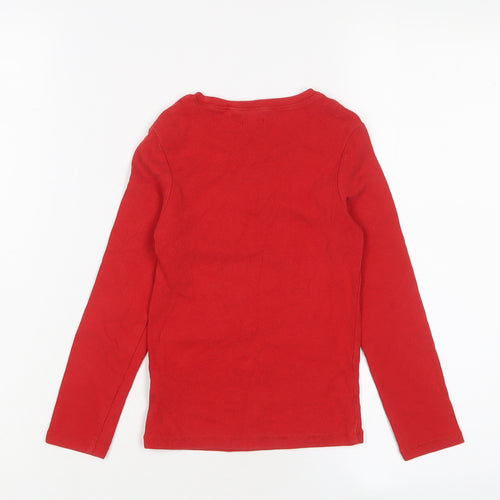 NEXT Girls Red Cotton Basic Casual Size 7 Years Crew Neck Pullover