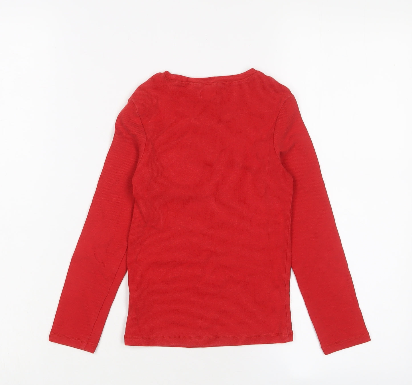 NEXT Girls Red Cotton Basic Casual Size 7 Years Crew Neck Pullover