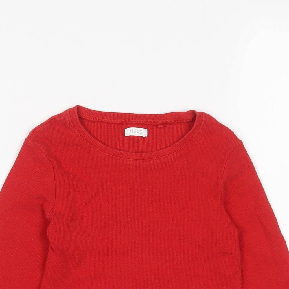 NEXT Girls Red Cotton Basic Casual Size 7 Years Crew Neck Pullover