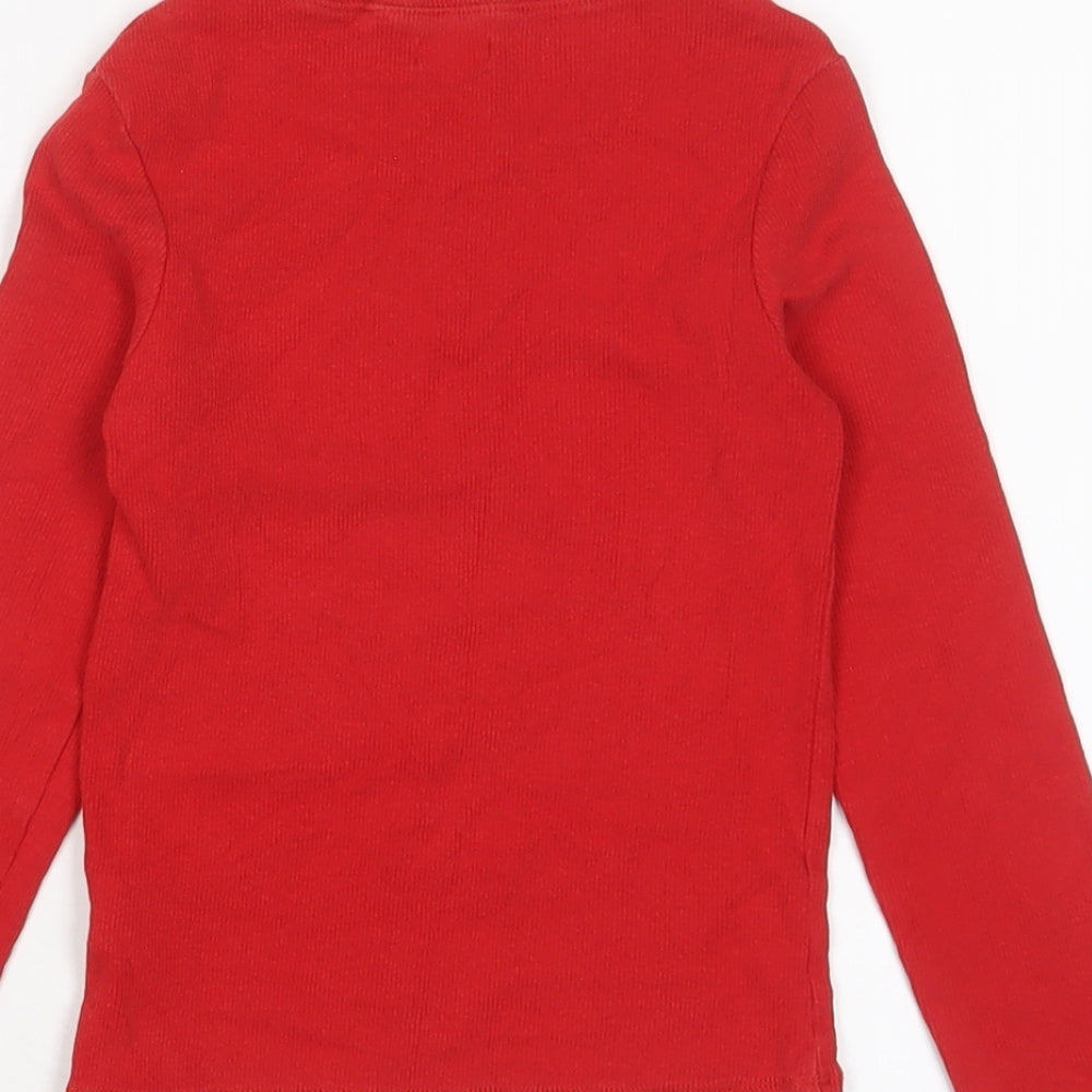 NEXT Girls Red Cotton Basic Casual Size 7 Years Crew Neck Pullover