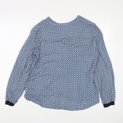 Part Two Womens Blue Geometric Viscose Basic Blouse Size 8 V-Neck